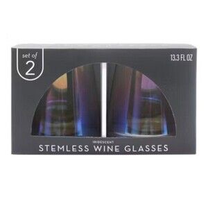 Target Bullseye’s Playground Stemless Iridescent Wine Glass 2pk (NEW IN BOX)